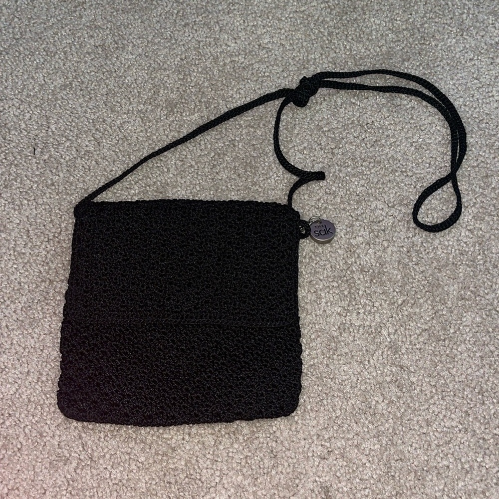 “The Sak- Knit Black Crossbody Bag”
